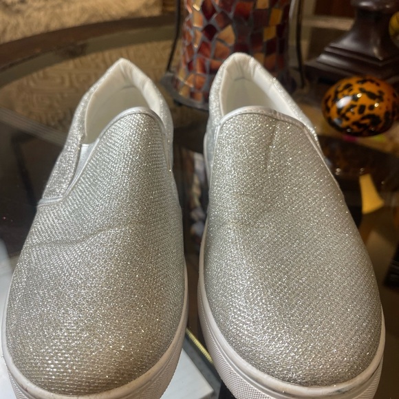 H2K Shoes - H2K Silver Glitter Sneakers Women's Silver Glitter Slip On Sparkly Tennis Shoes‌